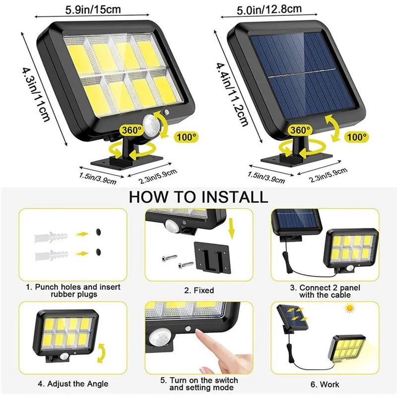 160LED Solar Light Split Wall Lamp Waterproof Outdoor Wall Emergency Street Security Solar Lamp for Garden Decoration