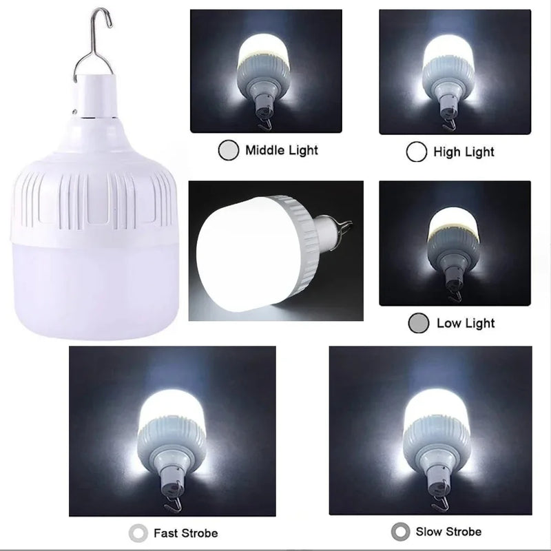 1-8pcs Portable Outdoor Camping Lights USB Rechargeable lamp LED Emergency Bulb Hook High Power Tents Lantern Night Lights Bulb