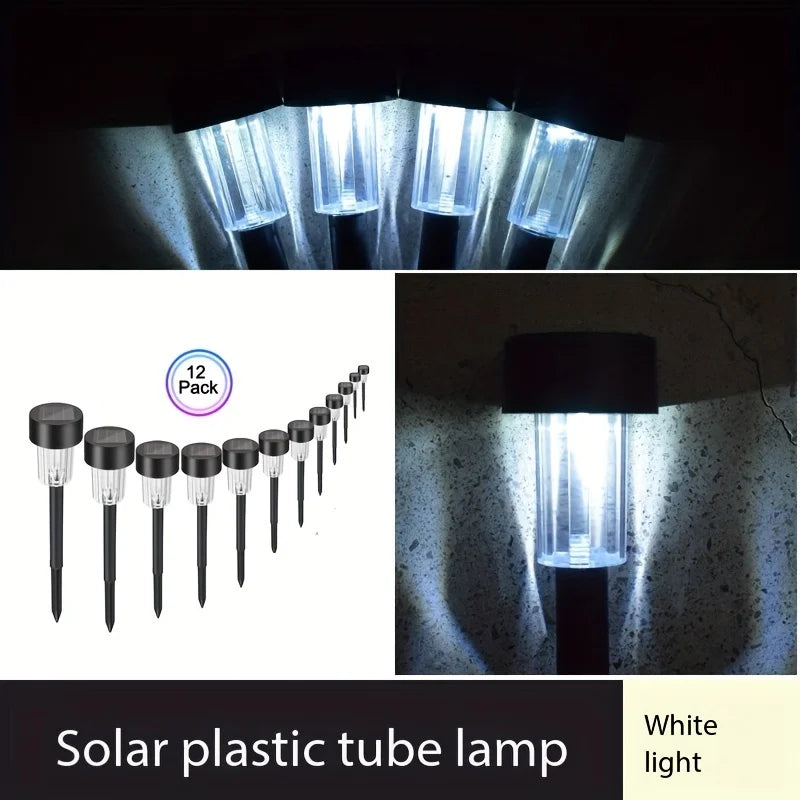 Pacote com 12 Luzes Solares para Externo, Luz Solar para Jardim, Iluminação LED para Paisagem, Luzes à Prova d'Água para Caminho, Decoração para Caminho, Gramado, Pátio e Quintal.