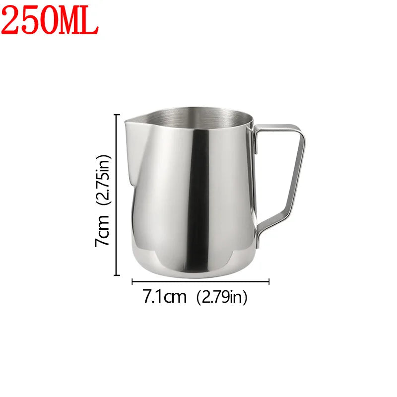 Stainless Steel Milk Frother Jug Coffee Milk Frothing Jug Latte Pitcher Measurement Jug Espresso Barista Tool Coffee Accessories