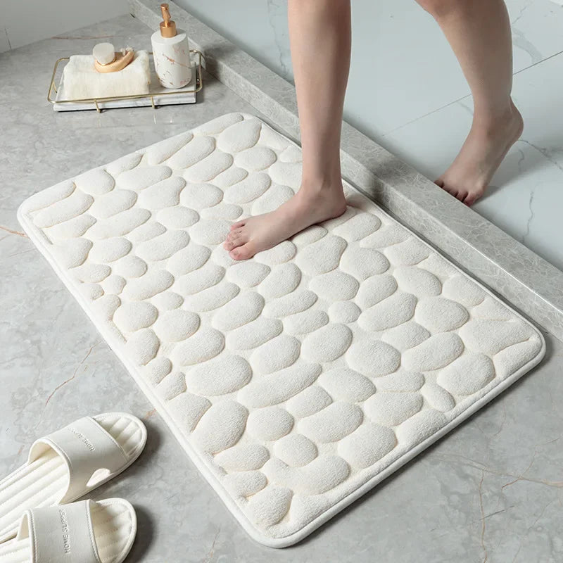 Non-slip Mat Carpets Cobblestone Embossed Bathroom Bath In Wash Basin Bathtub Side Floor Rug Shower Room Doormat Memory Foam