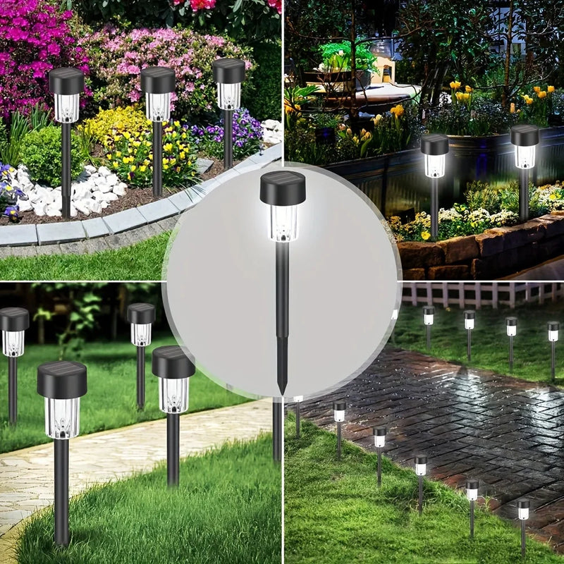 Pacote com 12 Luzes Solares para Externo, Luz Solar para Jardim, Iluminação LED para Paisagem, Luzes à Prova d'Água para Caminho, Decoração para Caminho, Gramado, Pátio e Quintal.