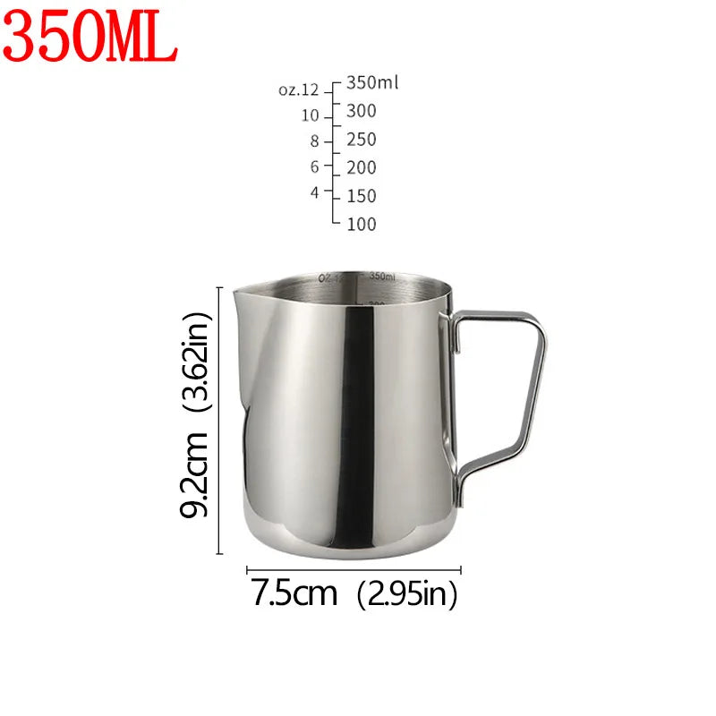 Stainless Steel Milk Frother Jug Coffee Milk Frothing Jug Latte Pitcher Measurement Jug Espresso Barista Tool Coffee Accessories