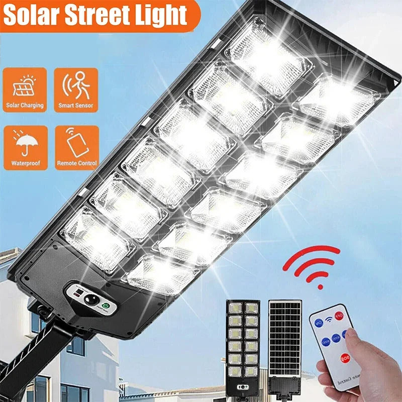 Solar Street Lights Outdoor, Solar Lamp With 3 Light Mode Remote Control Waterproof Motion Sensor Lighting for Garden Patio Path