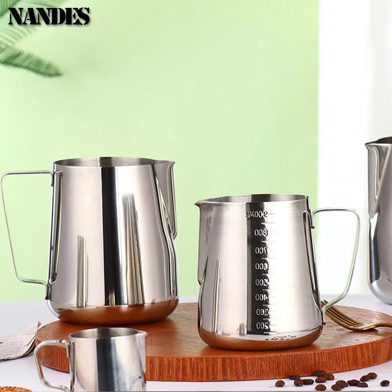 Stainless Steel Milk Frother Jug Coffee Milk Frothing Jug Latte Pitcher Measurement Jug Espresso Barista Tool Coffee Accessories