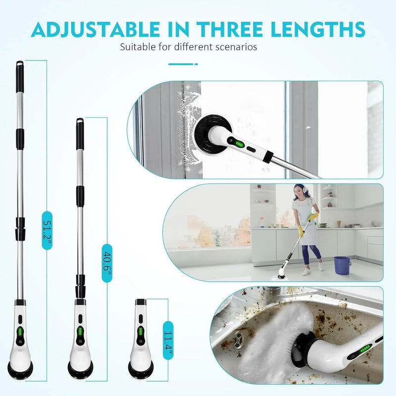 Electric Rotary Mop, Electric Cleaning Brush Comes with 9 Replacement Heads