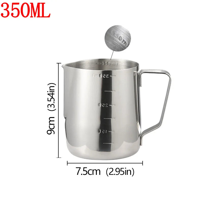 Stainless Steel Milk Frother Jug Coffee Milk Frothing Jug Latte Pitcher Measurement Jug Espresso Barista Tool Coffee Accessories