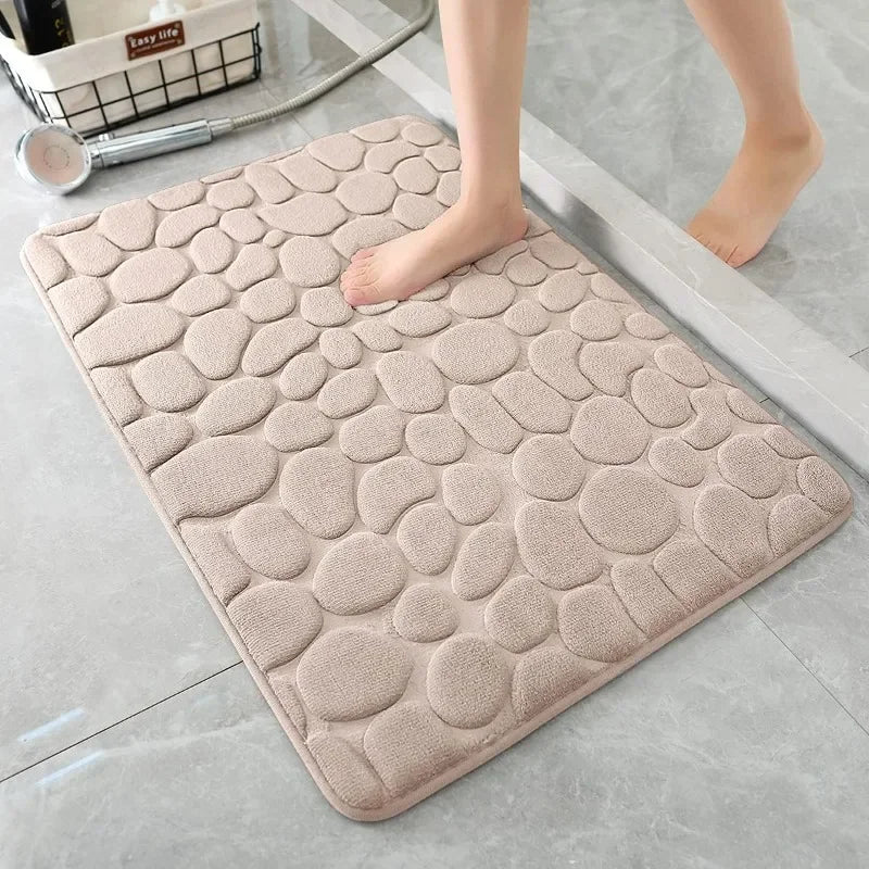 Non-slip Mat Carpets Cobblestone Embossed Bathroom Bath In Wash Basin Bathtub Side Floor Rug Shower Room Doormat Memory Foam