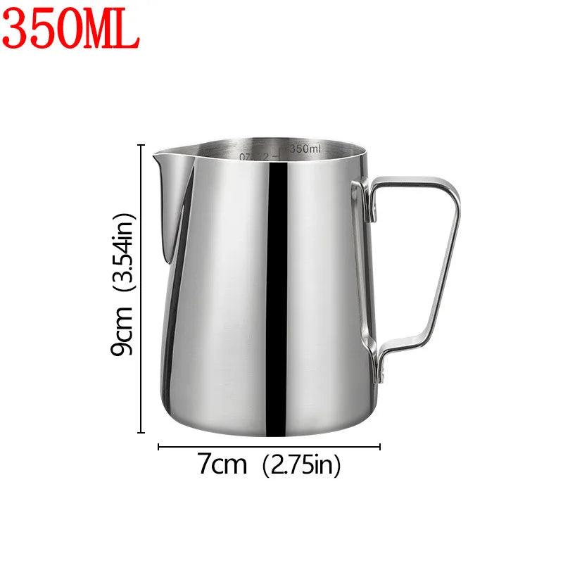 Stainless Steel Milk Frother Jug Coffee Milk Frothing Jug Latte Pitcher Measurement Jug Espresso Barista Tool Coffee Accessories